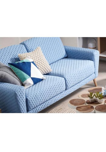 KAVE HOME rund Janvir LED bordlampe - hvid plastik og natur tr