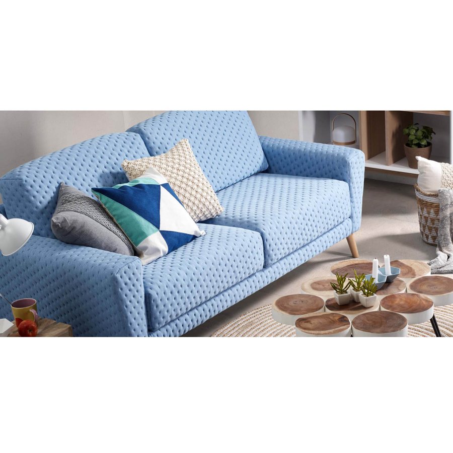 KAVE HOME rund Janvir LED bordlampe - hvid plastik og natur tr