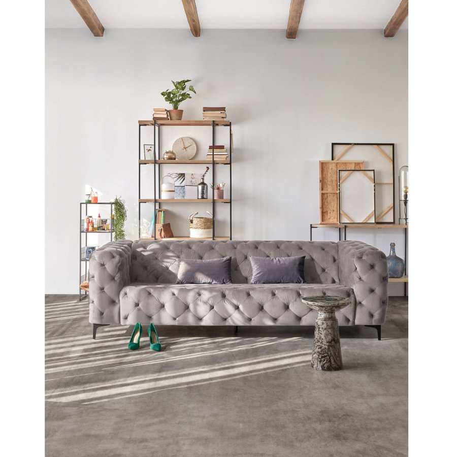 KAVE HOME rund Janvir LED bordlampe - hvid plastik og natur tr