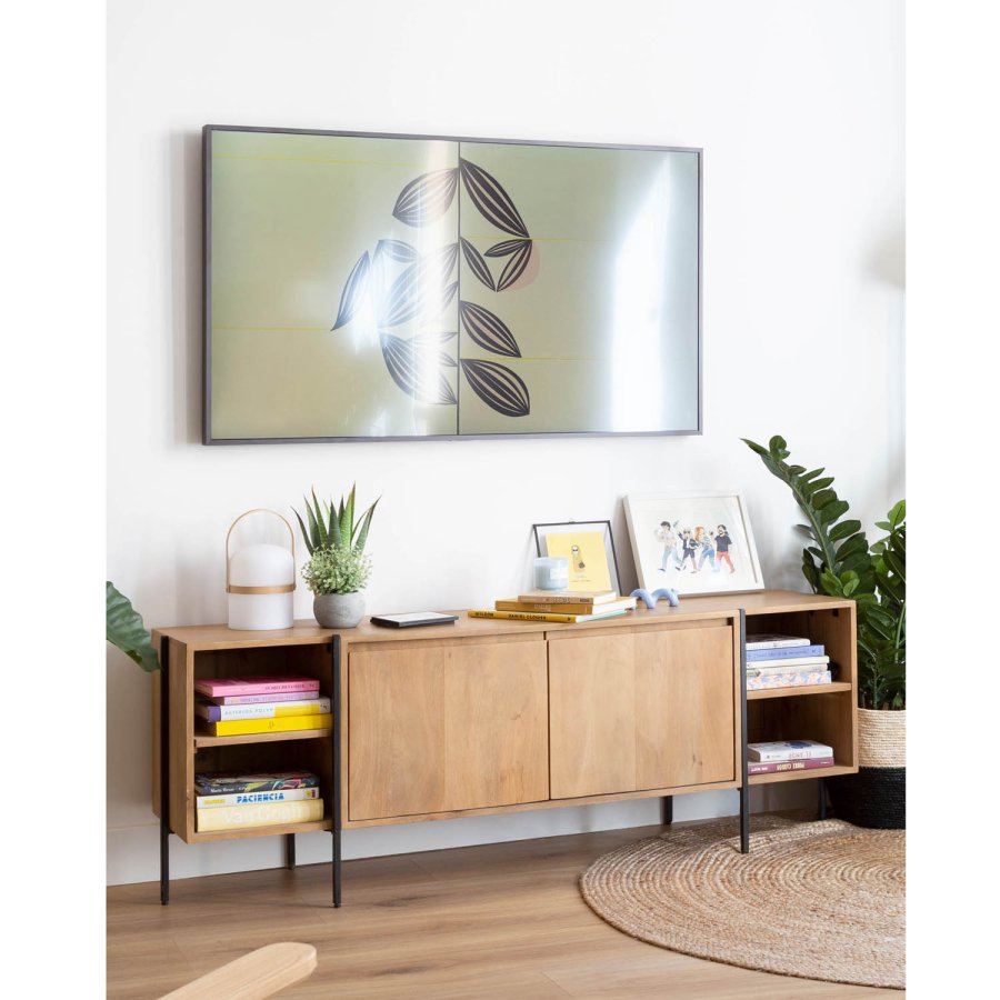 KAVE HOME rund Janvir LED bordlampe - hvid plastik og natur tr