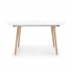 KAVE HOME Oakland spisebord, m. udtrk - hvid MDF og natur bg (120(200)x120)