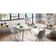 KAVE HOME Oakland spisebord, m. udtrk - hvid MDF og natur bg (120(200)x120)