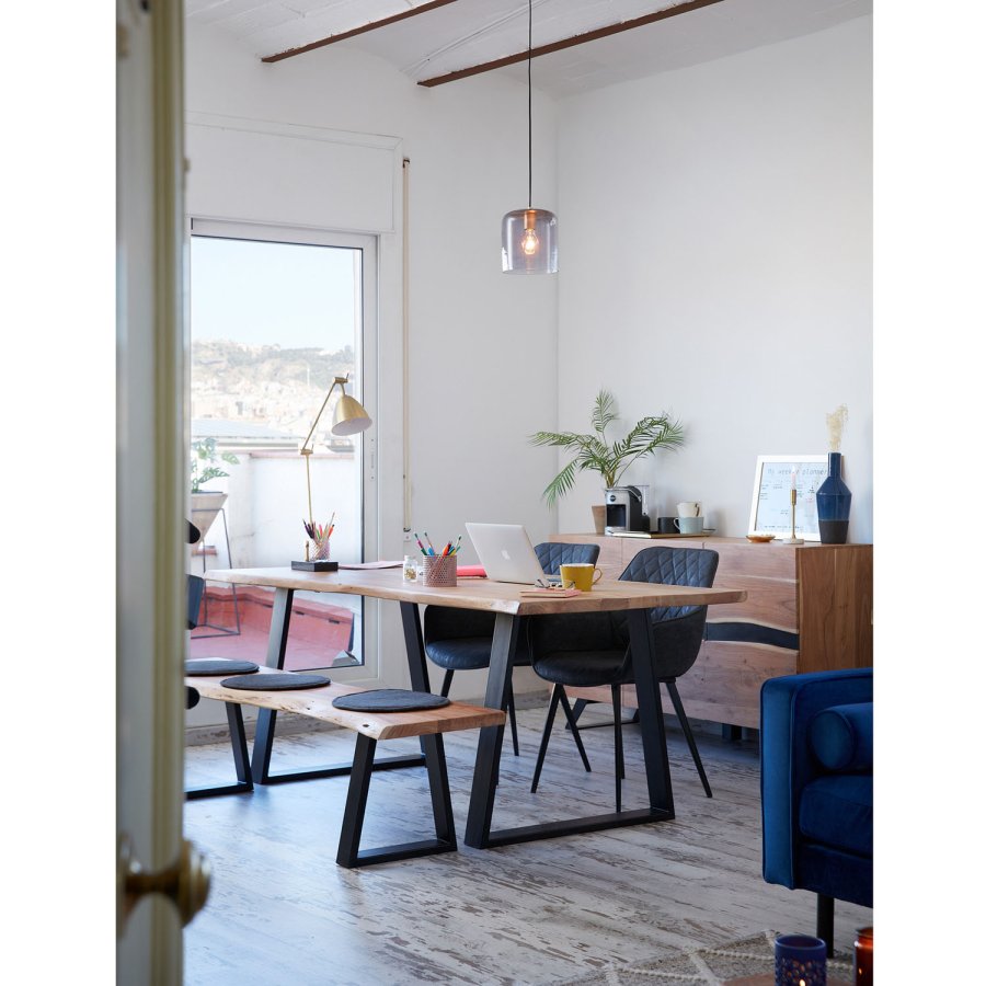 KAVE HOME Sono spisebord - natur akacietr og sort stl (200X95)