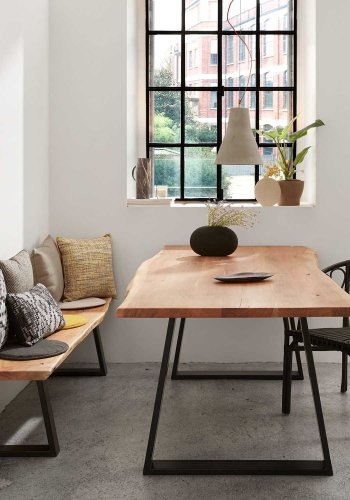 KAVE HOME Sono spisebord - natur akacietr og sort stl (200X95)