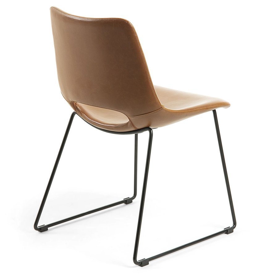 KAVE HOME Ziggy spisebordsstol - lysebrun PU og sort stl