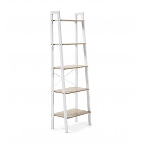 KAVE HOME rektangulr State reol m. 5 hylder - natur melamin og hvid stl (56x172)