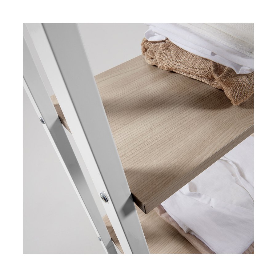 KAVE HOME rektangulr State reol m. 5 hylder - natur melamin og hvid stl (56x172)