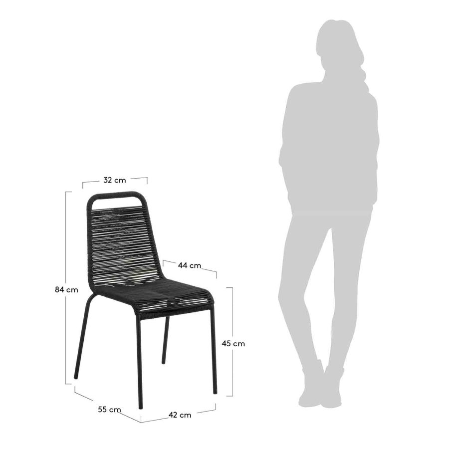 KAVE HOME Glenville spisebordsstol - sort reb og stl 