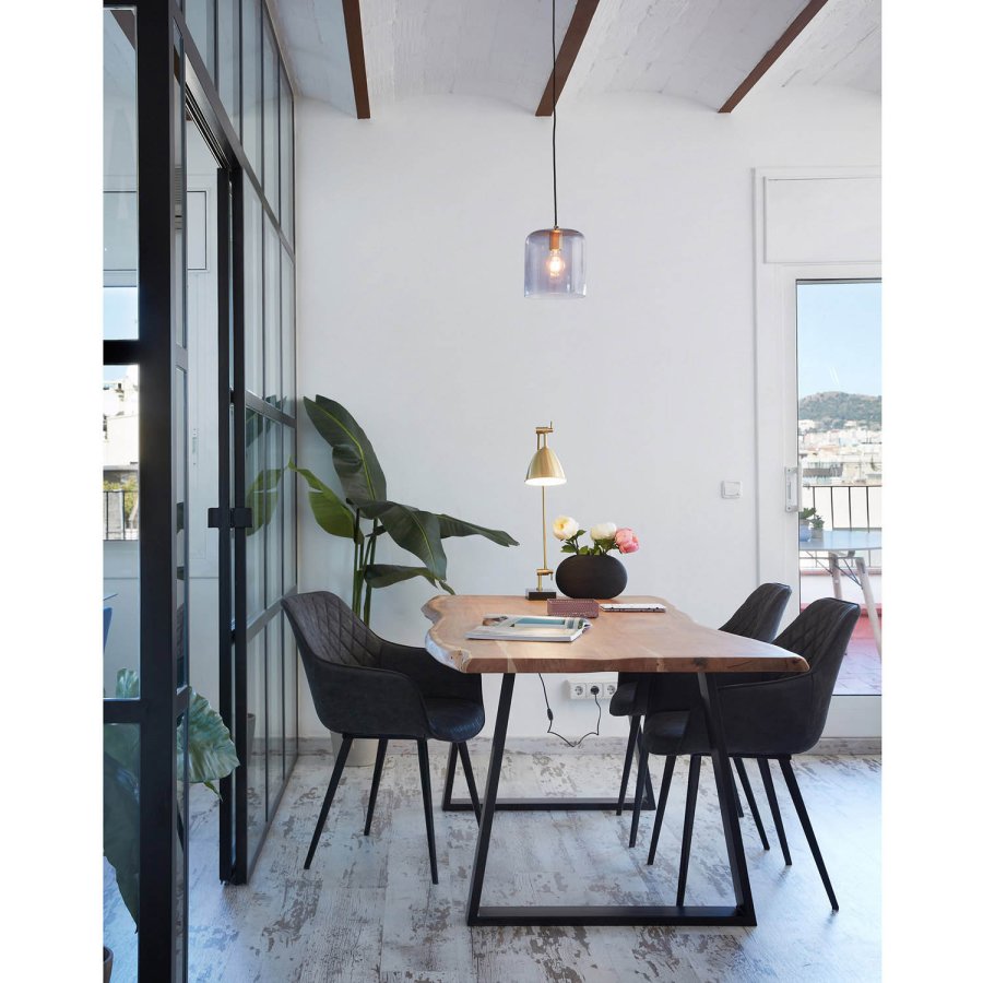 KAVE HOME Sono spisebord - natur akacietr og sort stl (220x100)