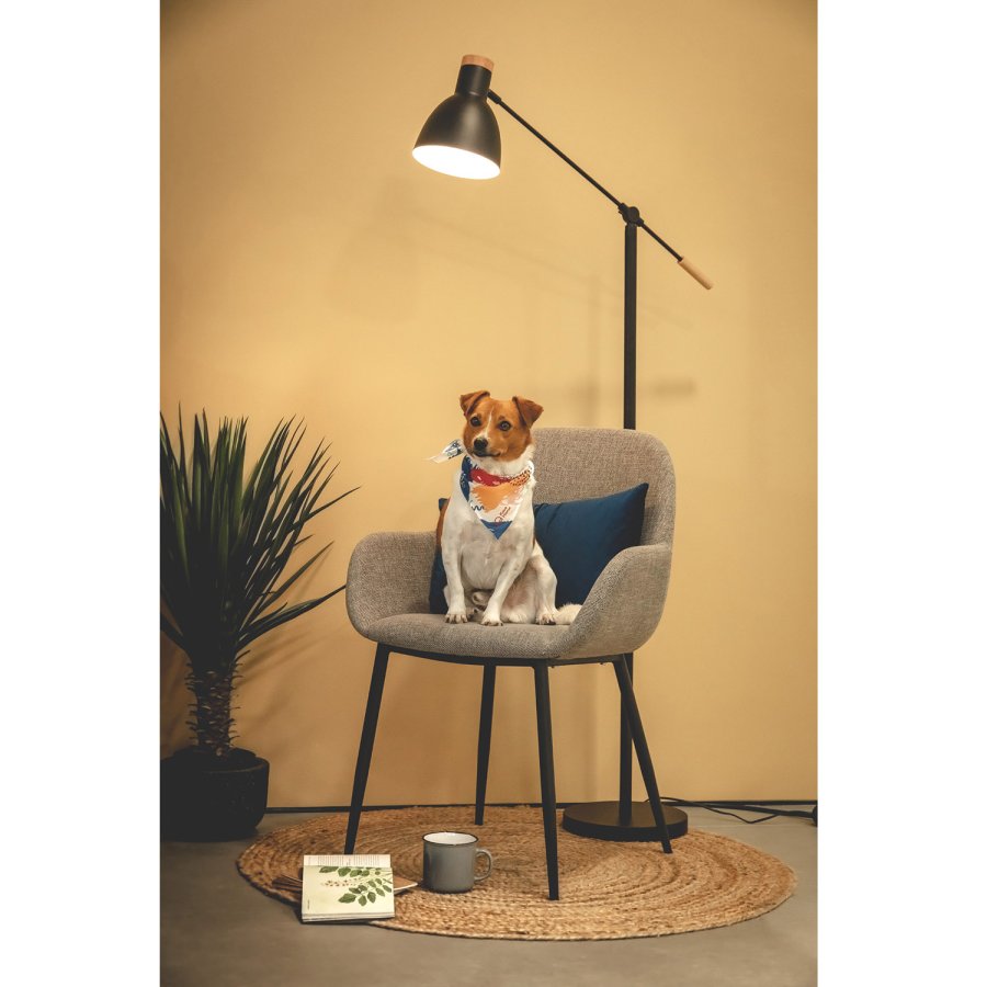 KAVE HOME Konna lnestol, m. armln - gr stof og sort stl