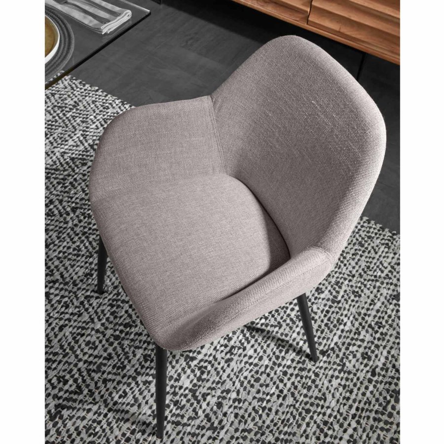 KAVE HOME Konna lnestol, m. armln - gr stof og sort stl