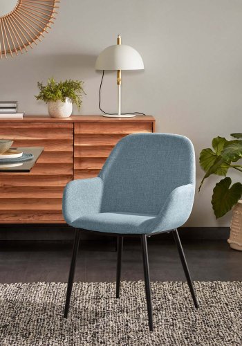 KAVE HOME Konna lnestol, m. armln - bl stof og sort stl
