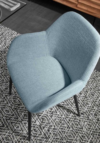 KAVE HOME Konna lnestol, m. armln - bl stof og sort stl