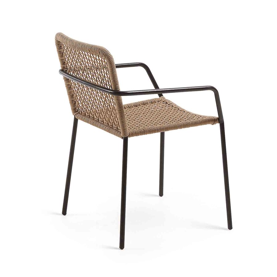 KAVE HOME Boomer spisebordsstol m. armln - beige reb og stl