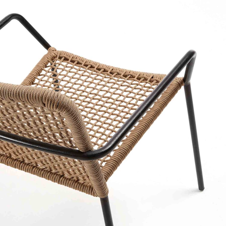 KAVE HOME Boomer spisebordsstol m. armln - beige reb og stl