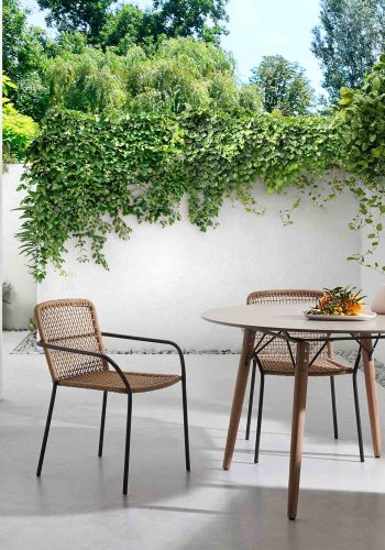 KAVE HOME Boomer spisebordsstol m. armln - beige reb og stl