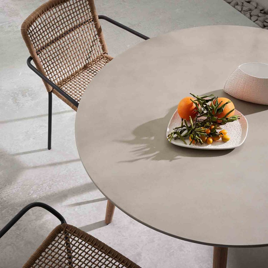 KAVE HOME Boomer spisebordsstol m. armln - beige reb og stl