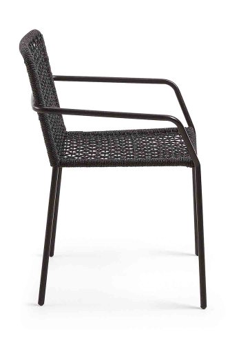 KAVE HOME Boomer spisebordsstol m. armln - mrkegr reb og gr stl