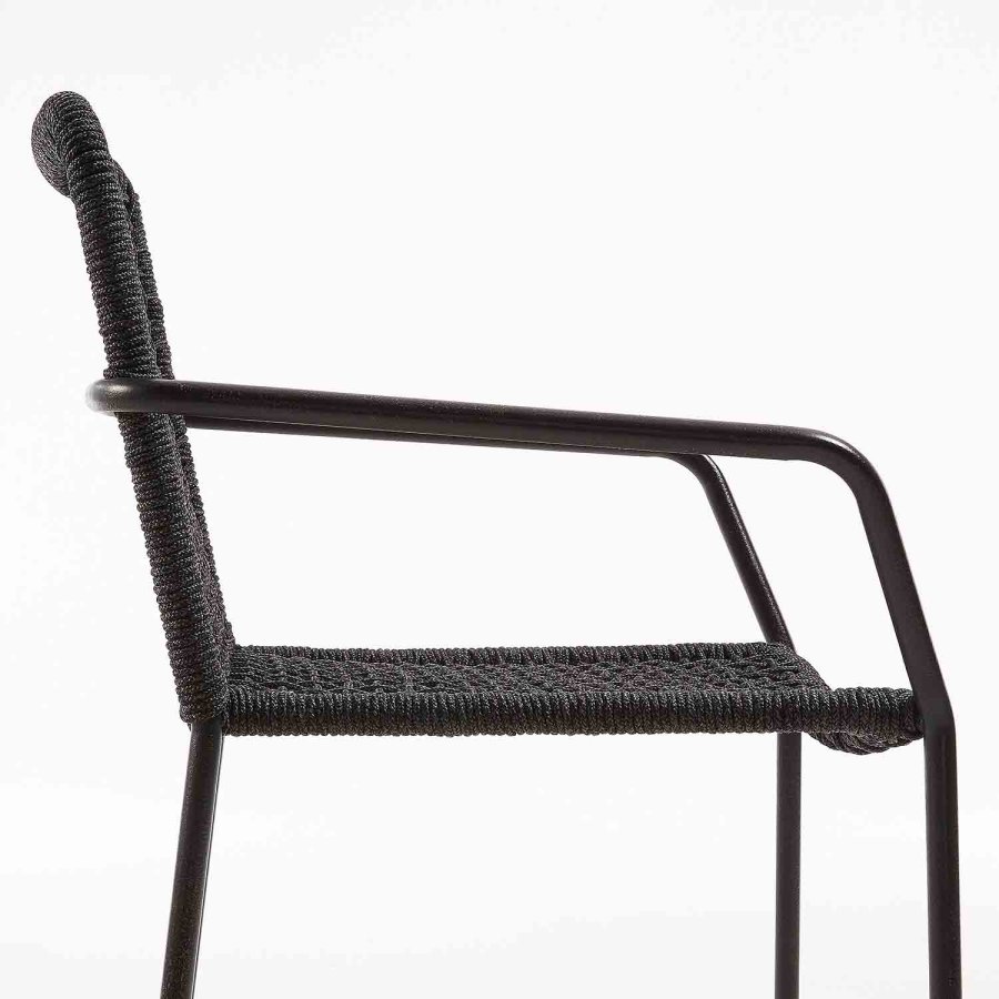 KAVE HOME Boomer spisebordsstol m. armln - mrkegr reb og gr stl