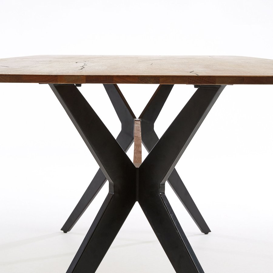 KAVE HOME Amethyst spisebord - natur egetr og sort stl (160x90) 