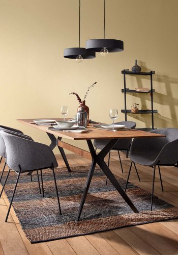 KAVE HOME Amethyst spisebord - natur egetr og sort stl (160x90) 