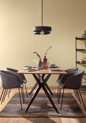 KAVE HOME Amethyst spisebord - natur egetr og sort stl (160x90) 