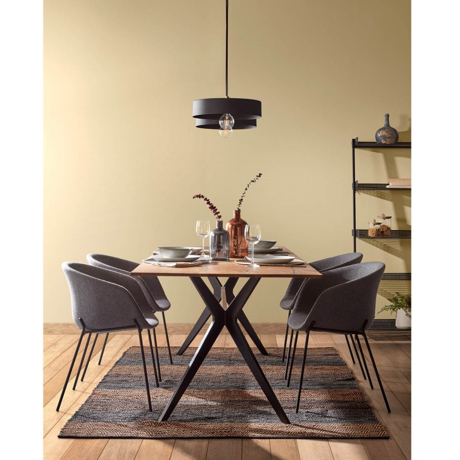 KAVE HOME Amethyst spisebord - natur egetr og sort stl (160x90) 