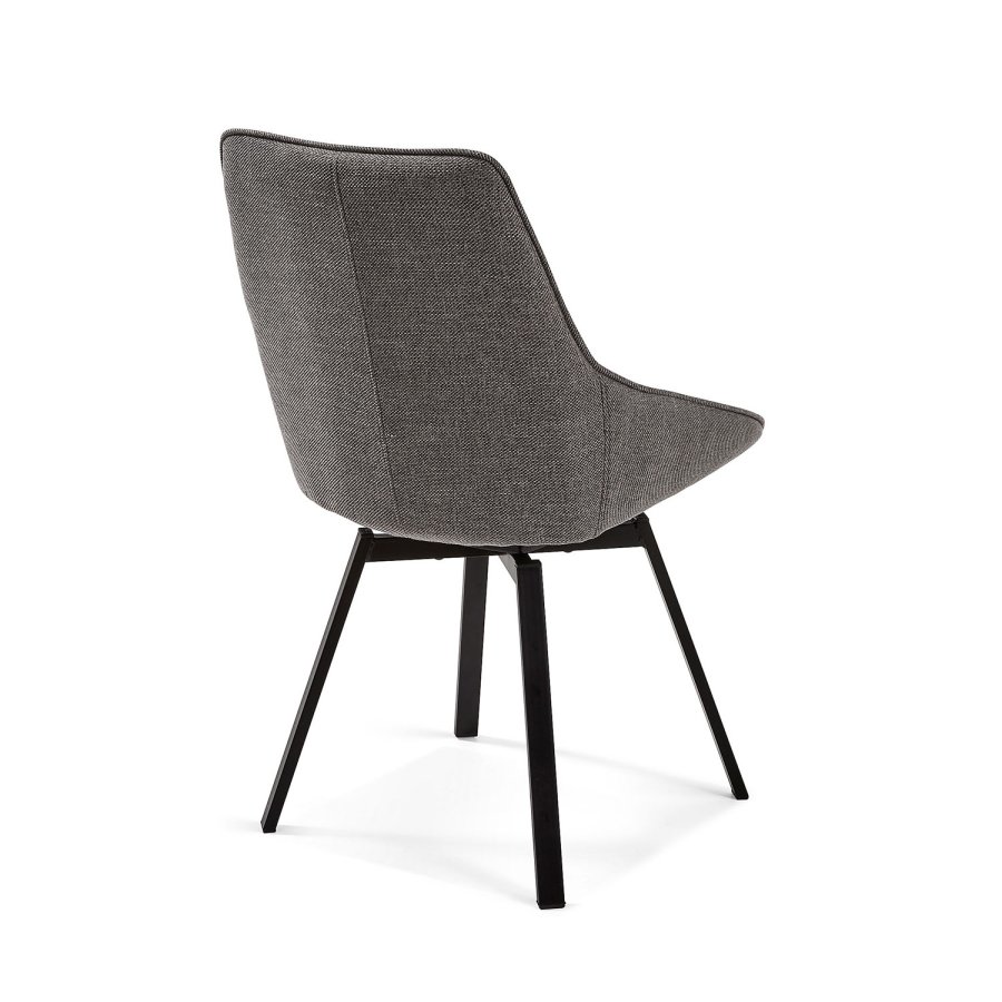 KAVE HOME Haston spisebordsstol m. armln - mrkegr stof og metal med krydsfiner