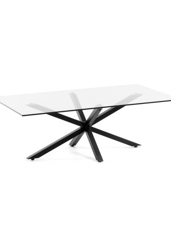 KAVE HOME rektangulr Argon sofabord - klar glas og sort stl (130x70)