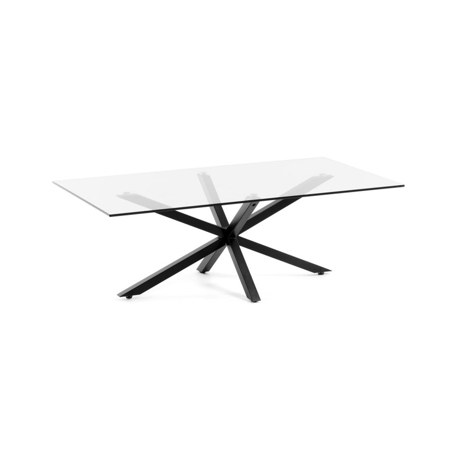 KAVE HOME rektangulr Argon sofabord - klar glas og sort stl (130x70)