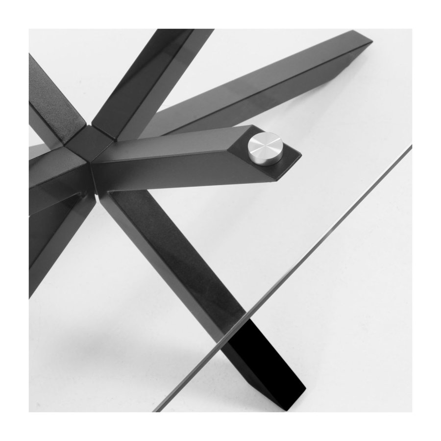 KAVE HOME rektangulr Argon sofabord - klar glas og sort stl (130x70)