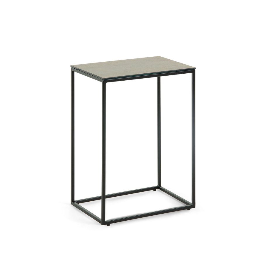 KAVE HOME rektangulrt Rewena sidebord - mrkebrun keramisk sten, keramik og metal