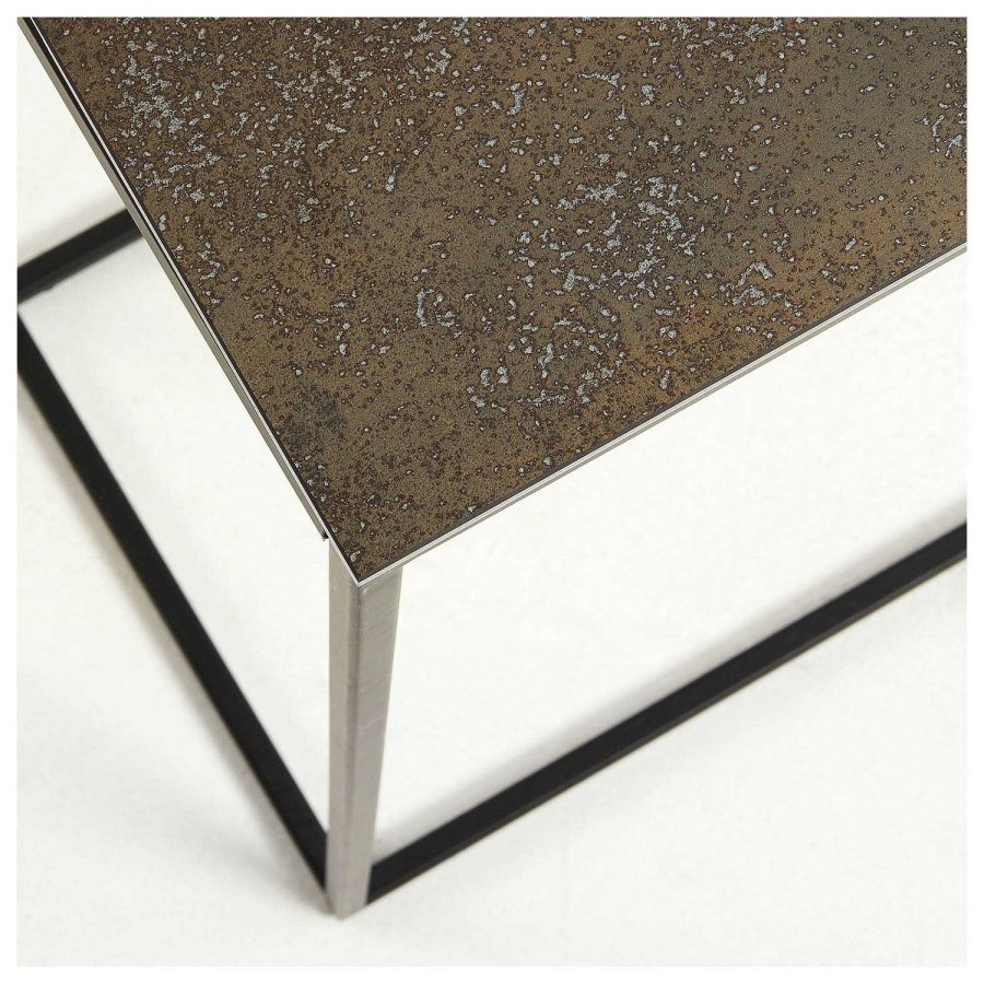 KAVE HOME rektangulrt Rewena sidebord - mrkebrun keramisk sten, keramik og metal