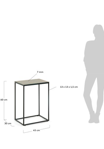 KAVE HOME rektangulrt Rewena sidebord - mrkebrun keramisk sten, keramik og metal