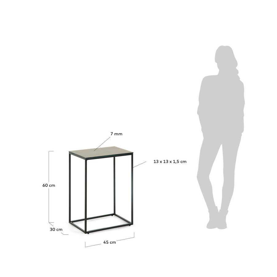 KAVE HOME rektangulrt Rewena sidebord - mrkebrun keramisk sten, keramik og metal