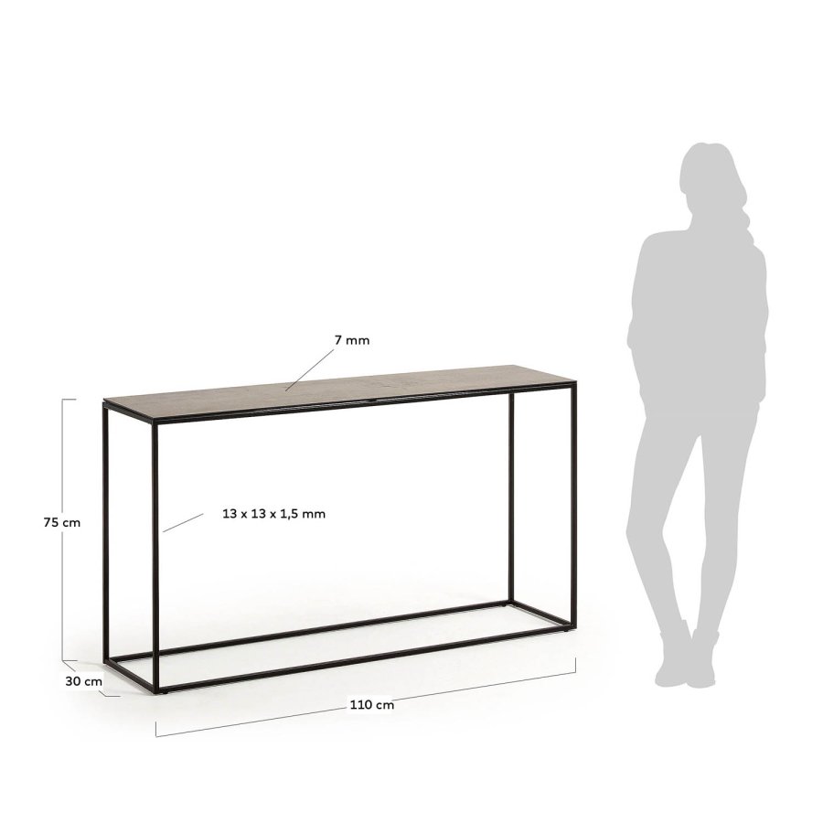 KAVE HOME rektangulr Rewena konsolbord - mrkebrun sten, keramik, metal