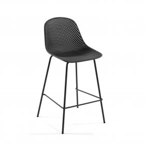 KAVE HOME Quinby barstol m. rygln og fodsttte - grafit gr plast og metal