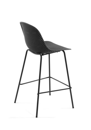 KAVE HOME Quinby barstol m. rygln og fodsttte - grafit gr plast og metal