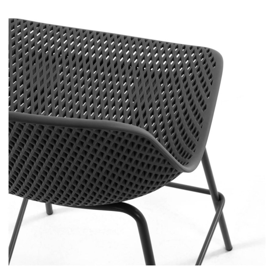KAVE HOME Quinby barstol m. rygln og fodsttte - grafit gr plast og metal