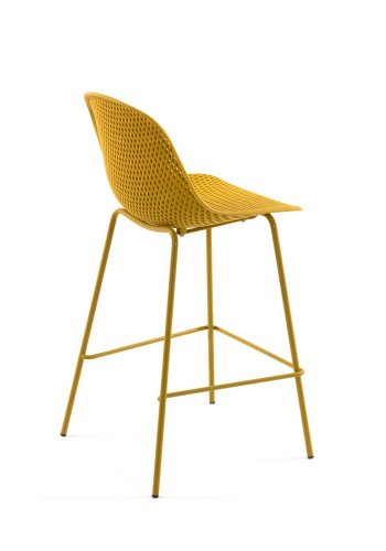 KAVE HOME Quinby barstol m. rygln og fodsttte - gul plast og metal