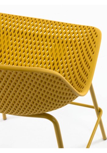 KAVE HOME Quinby barstol m. rygln og fodsttte - gul plast og metal