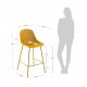 KAVE HOME Quinby barstol m. rygln og fodsttte - gul plast og metal