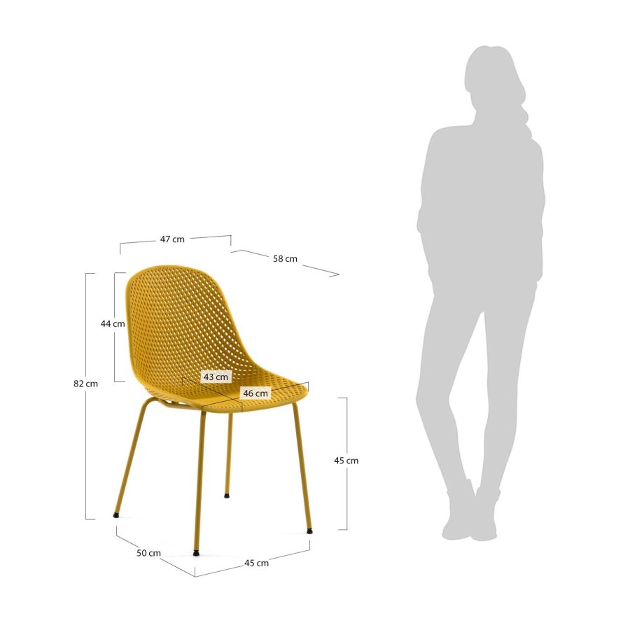KAVE HOME Quinby spisebordsstol - gul plast og metal