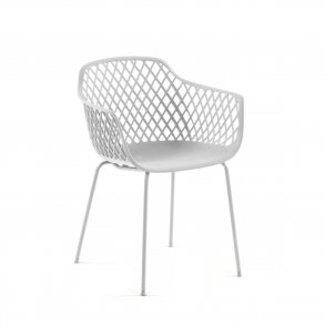 KAVE HOME Quinn spisebordsstol m. armln - hvid plast og metal