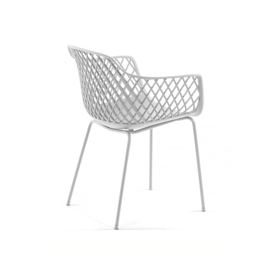 KAVE HOME Quinn spisebordsstol m. armln - hvid plast og metal