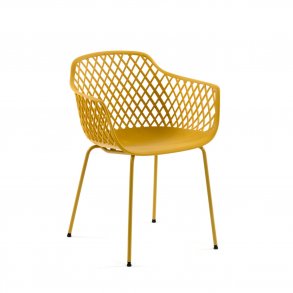 KAVE HOME Quinn spisebordsstol m. armln - gul plast og metal