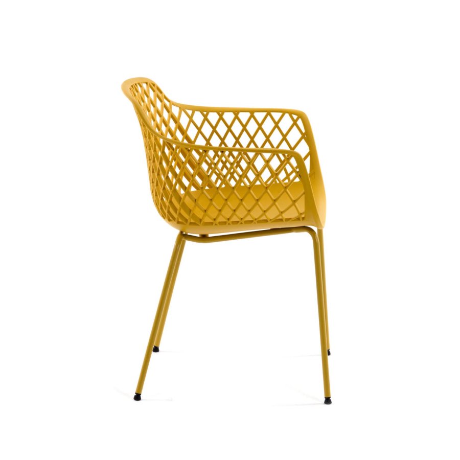 KAVE HOME Quinn spisebordsstol m. armln - gul plast og metal
