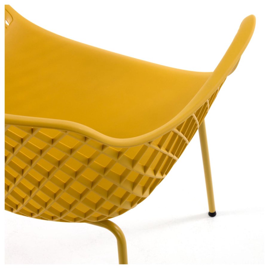 KAVE HOME Quinn spisebordsstol m. armln - gul plast og metal