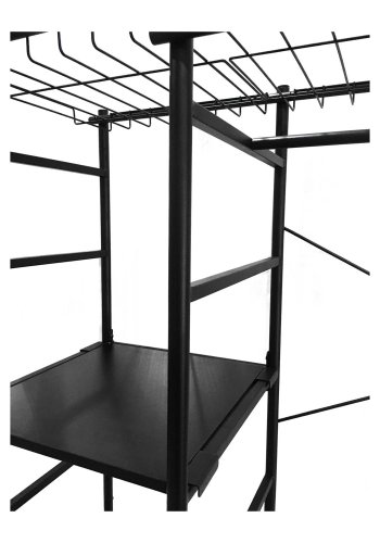 KAVE HOME Storn skab m. hylder og kroge - sort melamin og stl (120x182)