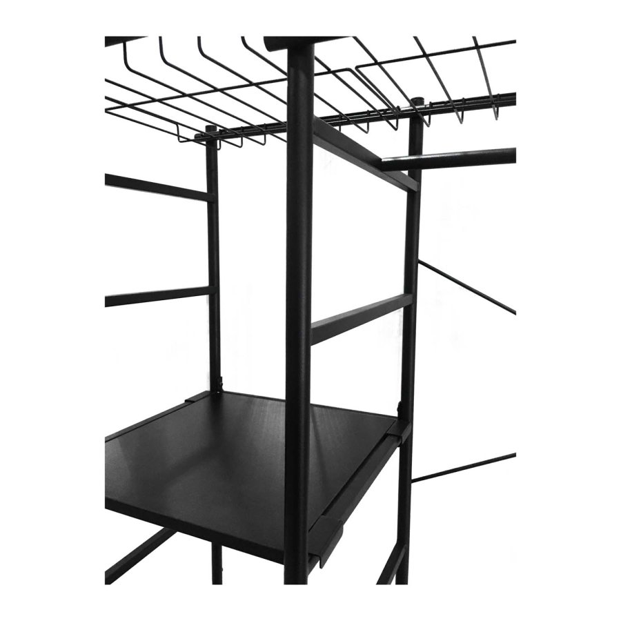 KAVE HOME Storn skab m. hylder og kroge - sort melamin og stl (120x182)